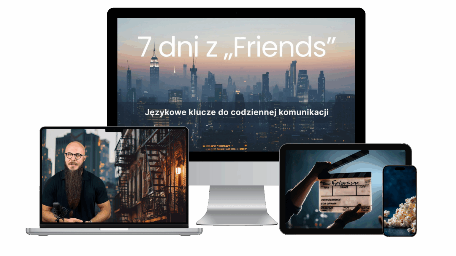 Program 7 dni z Friends na ekranie laptopa